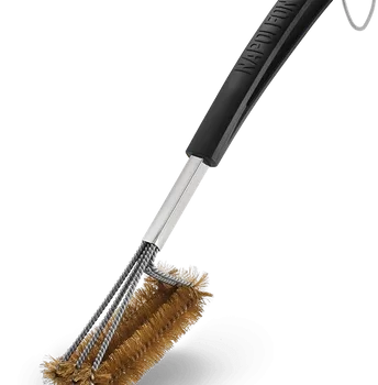 Triple-Row Grill Brush with Brass Bristles