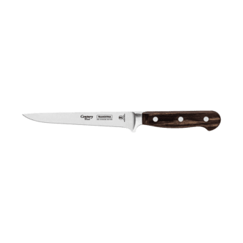 Tramontina Century Wood Boning Knife with Stainless Steel Blade and 6" Brown Treated Wood Handle