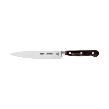 Tramontina Century Wood Utility Knife with Stainless Steel Blade and 6" Brown Treated Wood Handle