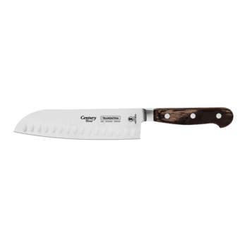 Tramontina Century Wood Santoku Knife with Stainless Steel Blade and Brown Treated Wood Handle, 7"