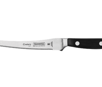 Tramontina Century Tomato Knife with 5" stainless steel blade and polycarbonate handle with black fiberglass
