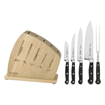 Tramontina Century Knife Set with Stainless Steel Blades and Polycarbonate and Fiberglass Handles with Wooden Stand, 6 Pieces