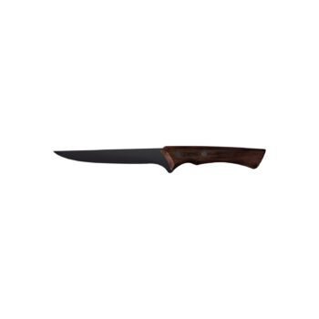 Tramontina Churrasco Black boning knife with darkened stainless steel blade and 6" wooden handle