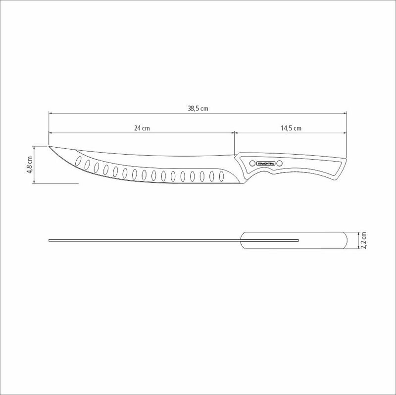 Tramontina Churrasco Black Steak Knife with Darkened Stainless Steel Blade and 10" Wooden Handle