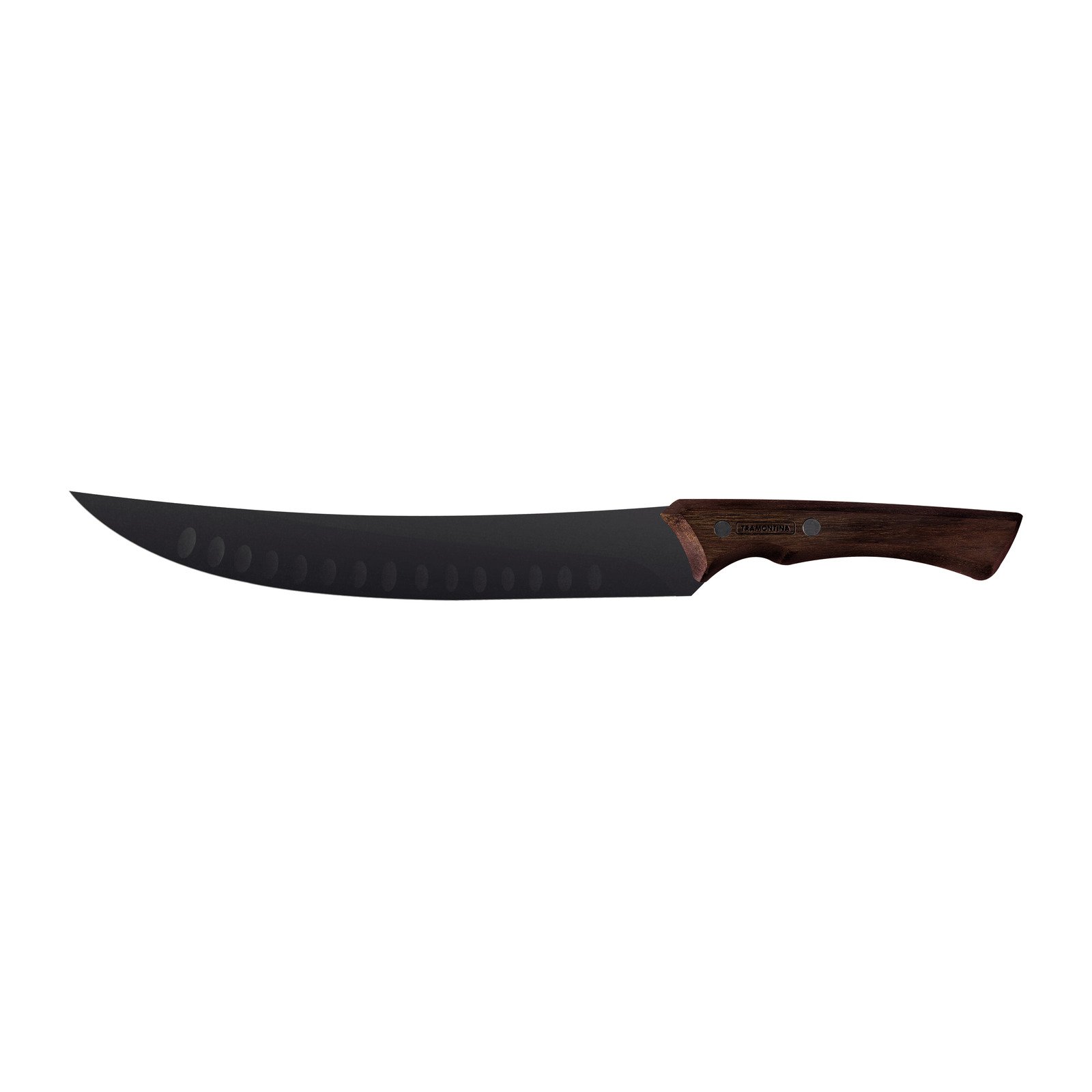Tramontina Churrasco Black Steak Knife with Darkened Stainless Steel Blade and 10" Wooden Handle