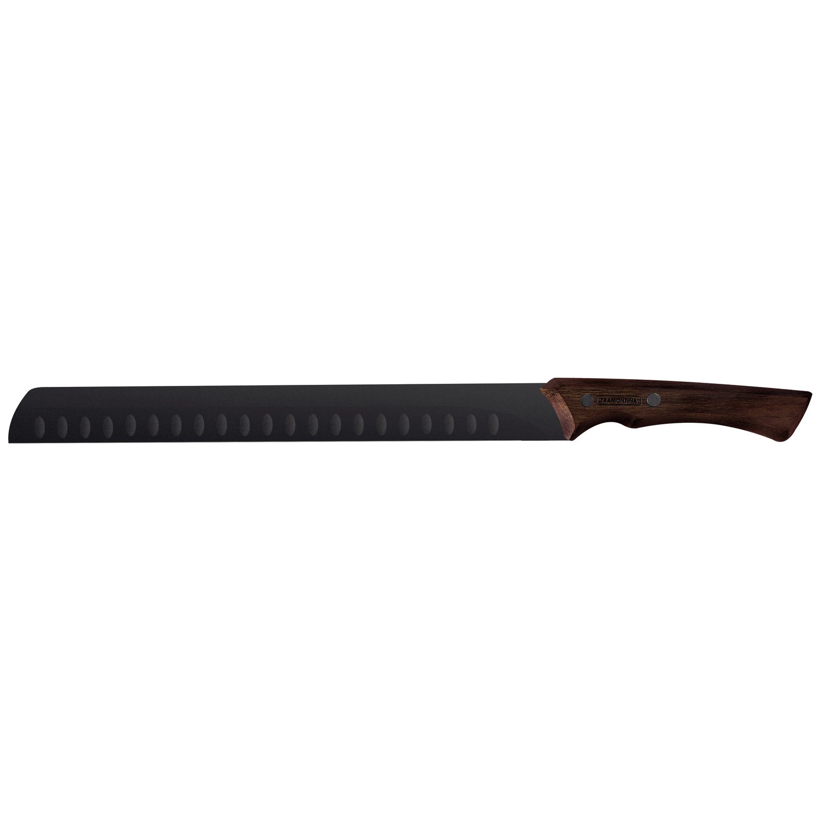 Tramontina Churrasco Black slicing knife with darkened stainless steel blade and wooden handle, 12"