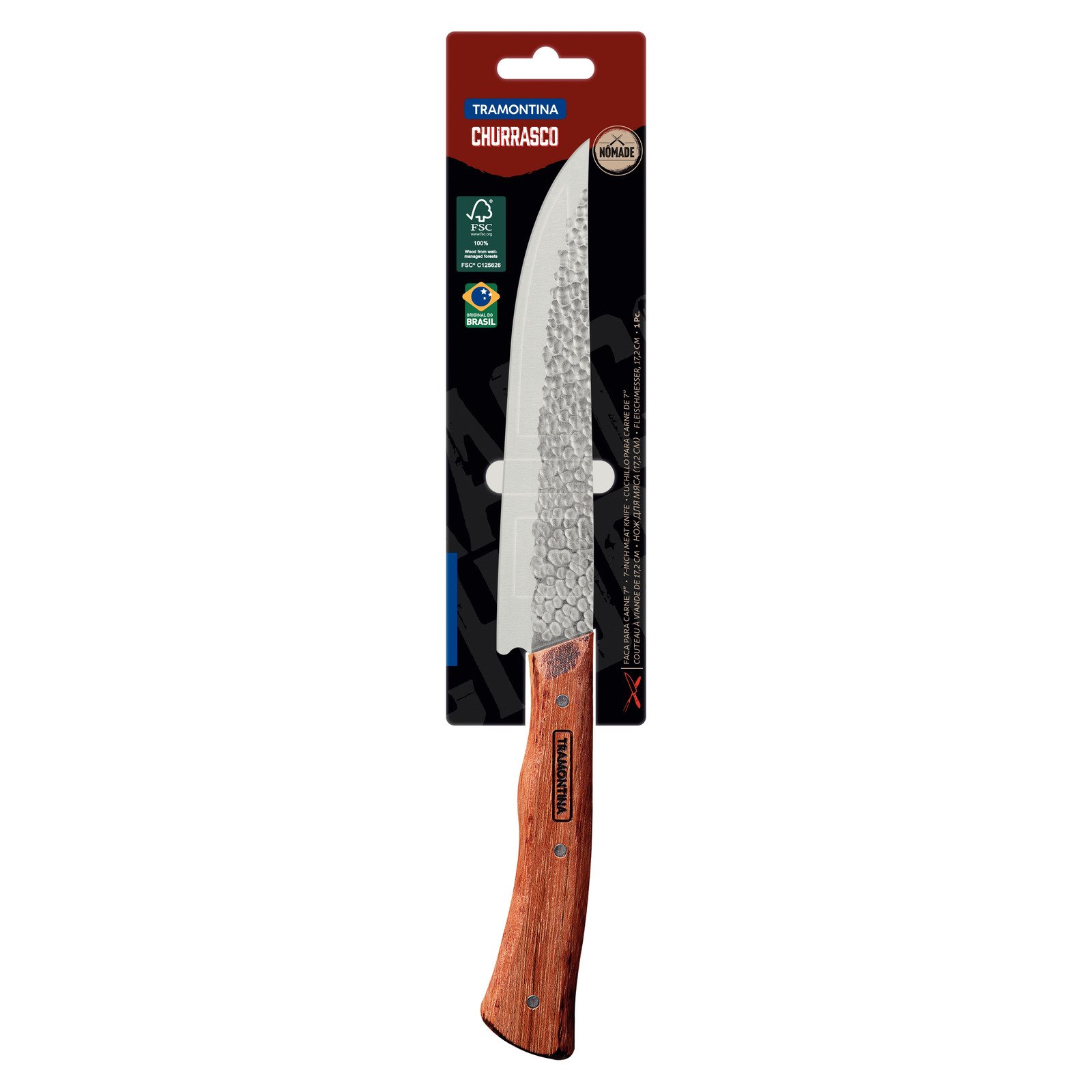 Tramontina N?made Steak Knife with Stainless Steel Blade and 7" Wooden Handle