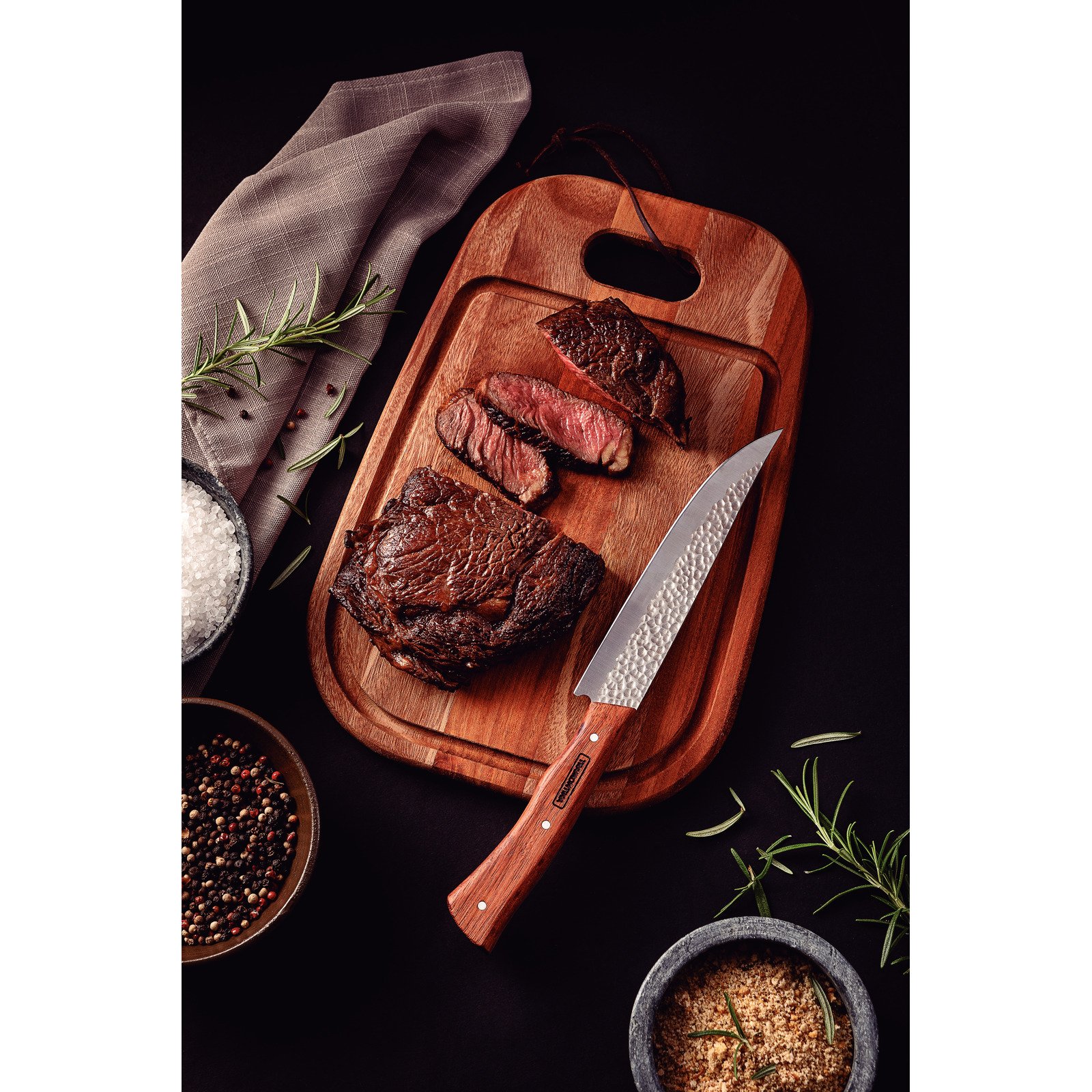 Tramontina N?made Steak Knife with Stainless Steel Blade and 7" Wooden Handle