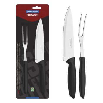 Tramontina Plenus 2-piece carving set with stainless steel blades and black polypropylene handles