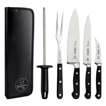 Tramontina Century knife set with stainless steel blades and polycarbonate and fiberglass handles and case, 6 pieces