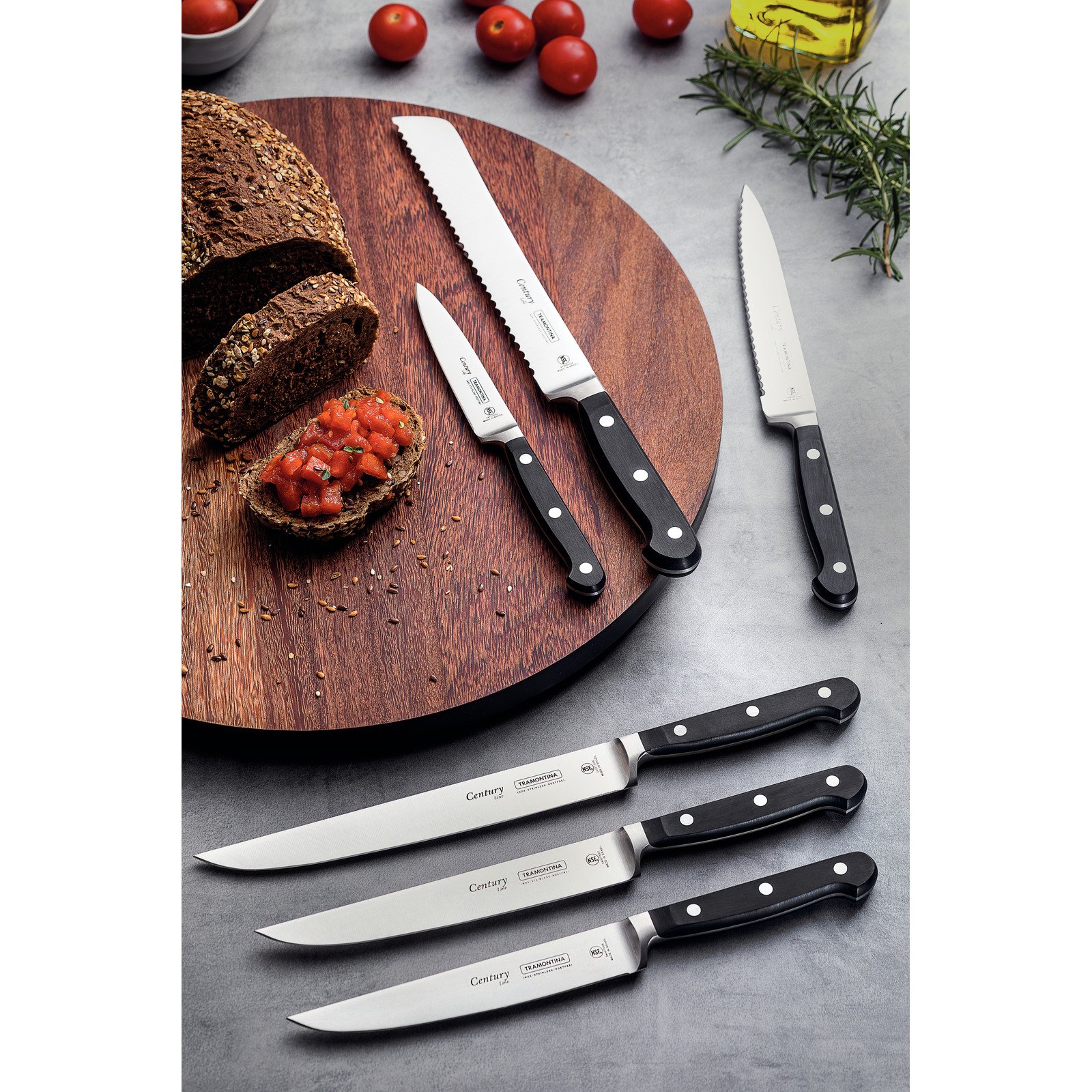 Tramontina Century Kitchen Knife with Stainless Steel Blade and Polycarbonate and Fiberglass Handle, 8"