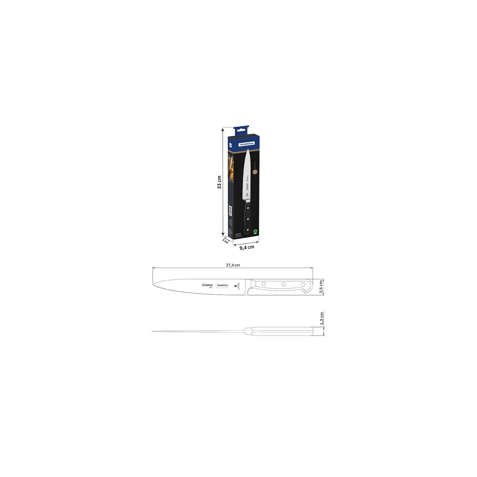 Tramontina Century Vegetable and Fruit Knife with Stainless Steel Blade and Polycarbonate and Fiberglass Handle, 4"