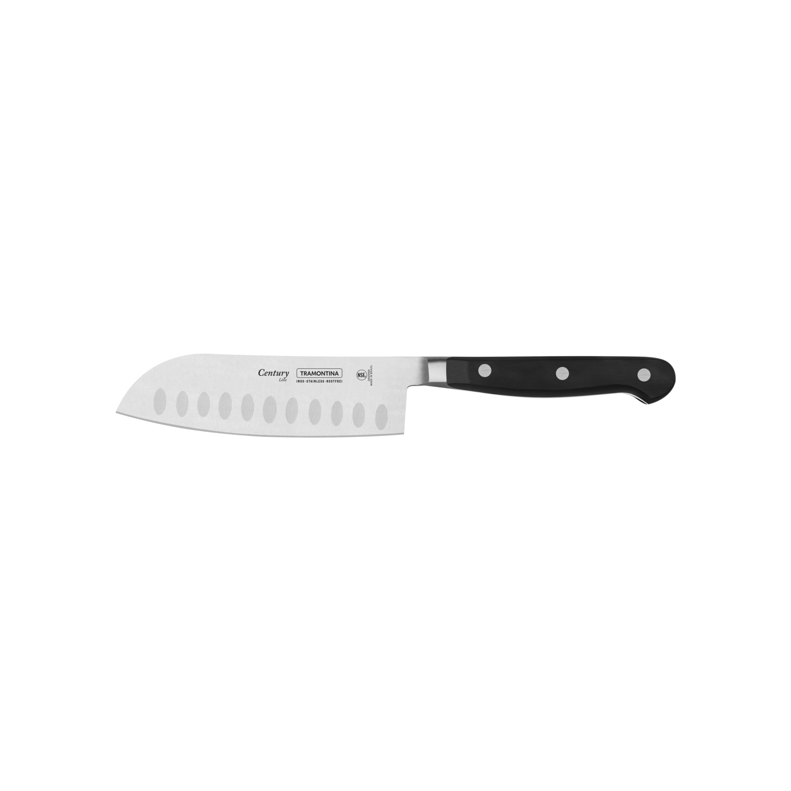 Tramontina Century Santoku Knife with Stainless Steel Blade and Black Polycarbonate and Fiberglass Handle, 5"