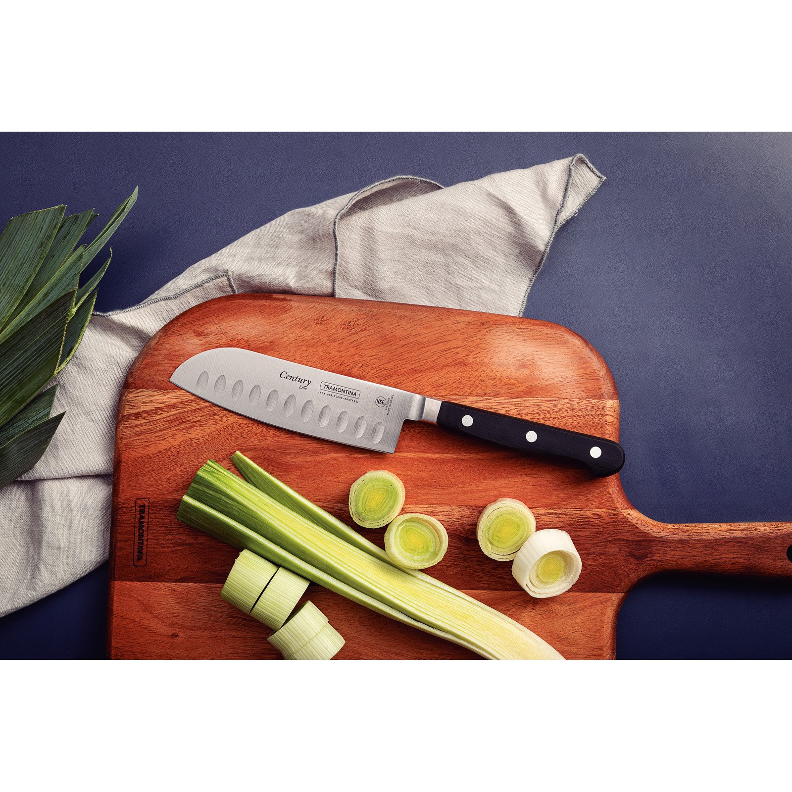 Tramontina Century Santoku Knife with Stainless Steel Blade and Black Polycarbonate and Fiberglass Handle, 5"