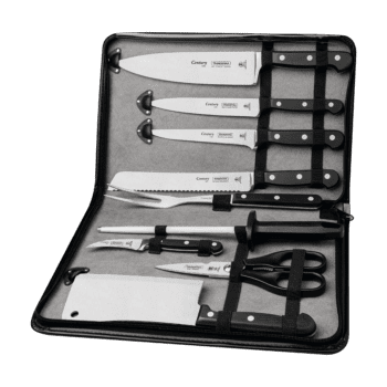 Tramontina Chef Kit with Stainless Steel Blades and Polycarbonate and Fiberglass Handles, 10 Pieces, with Case